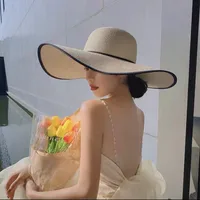 Women's Basic Pastoral Solid Color Big Eaves Straw Hat main image 1