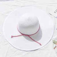Women's Basic Pastoral Solid Color Big Eaves Straw Hat main image 5