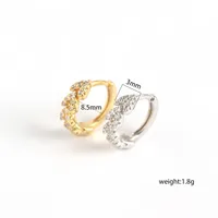 Yhe0199 S925 Sterling Silver Peach Heart Leaf Diamond Earrings White Earrings main image 1