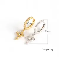 Yhe0192 S925 Sterling Silver Diamond Design Cross Ear Clip Earrings main image 1