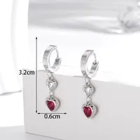 1 Pair French Style Simple Style Heart Shape 304 Stainless Steel Zircon Drop Earrings main image 9