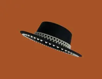 Women's Elegant Retro British Style Solid Color Pearl Wide Eaves Fedora Hat main image 1