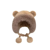 Women's Cute Bear Pom Poms Ear Warap Wool Cap main image 2