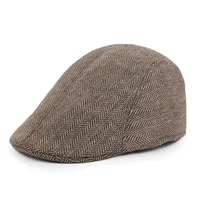 Unisex Retro British Style Plaid Curved Eaves Beret Hat main image 3