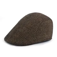 Unisex Retro British Style Plaid Curved Eaves Beret Hat main image 5