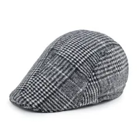 Unisex Retro British Style Plaid Curved Eaves Beret Hat main image 4