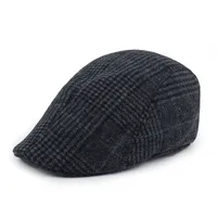 Unisex Retro British Style Plaid Curved Eaves Beret Hat sku image 6