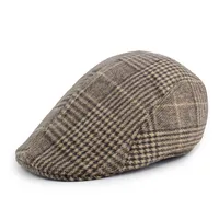 Unisex Retro British Style Plaid Curved Eaves Beret Hat sku image 7