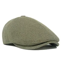 Unisex Retro British Style Solid Color Curved Eaves Beret Hat main image 3