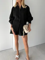Daily Street Women's Simple Style Solid Color Cotton And Linen Pocket Shorts Sets Shorts Sets main image 3