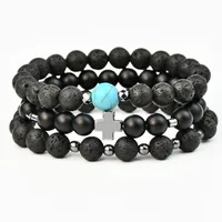 Streetwear Cross Natural Stone Beaded Men's Bracelets main image 3