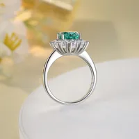 925 Sterling Silver High Carbon Diamond Geometric Oval Rings main image 6