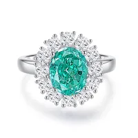 925 Sterling Silver High Carbon Diamond Geometric Oval Rings sku image 9