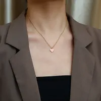 304 Stainless Steel 18K Gold Plated IG Style Sweet Simple Style Epoxy Plating Inlay Heart Shape Zircon Pendant Necklace main image 1