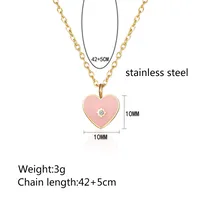 304 Stainless Steel 18K Gold Plated IG Style Sweet Simple Style Epoxy Plating Inlay Heart Shape Zircon Pendant Necklace main image 5