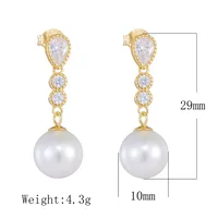 1 Pair 925 Sterling Silver Pearl Zircon Geometric Solid Color Drop Earrings main image 8