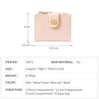 Women's Solid Color Pu Leather Zipper Lock Clasp Wallets main image 4