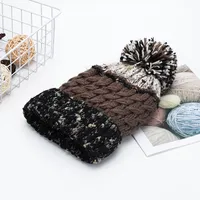Women's Cute Color Block Pom Poms Eaveless Wool Cap sku image 3