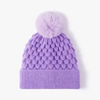 Women's Basic Lady Simple Style Solid Color Pom Poms Eaveless Wool Cap sku image 4
