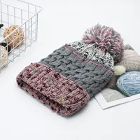 Women's Cute Color Block Pom Poms Eaveless Wool Cap sku image 4