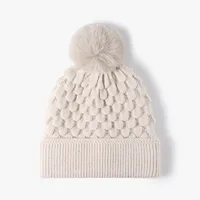 Women's Basic Lady Simple Style Solid Color Pom Poms Eaveless Wool Cap sku image 3