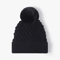 Women's Basic Lady Simple Style Solid Color Pom Poms Eaveless Wool Cap sku image 6