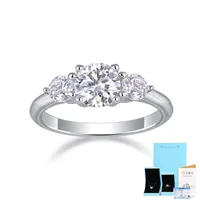 925 Sterling Silver Moissanite Geometric Rings sku image 7