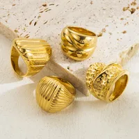 Ig Style Simple Style Irregular Round Solid Color Stainless Steel Plating 18k Gold Plated Rings main image 1