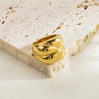 Ig Style Simple Style Irregular Round Solid Color Stainless Steel Plating 18k Gold Plated Rings main image 3