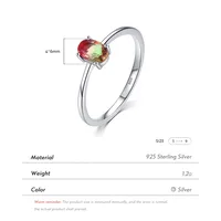 Simple S925 Sterling Silver Egg-shaped Imitation Paraiba Tourmaline Ring Female sku image 8