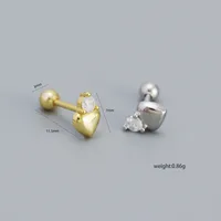 Simple Style Heart Shape Sterling Silver Ear Studs Plating Metal Rhinestone 925 Silver Earrings main image 2