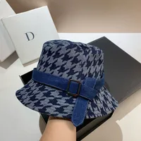 Women's Retro Streetwear Houndstooth Wide Eaves Bucket Hat main image 3