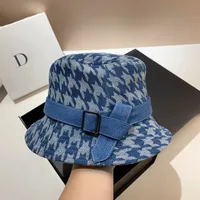 Women's Retro Streetwear Houndstooth Wide Eaves Bucket Hat sku image 2