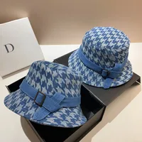 Women's Retro Streetwear Houndstooth Wide Eaves Bucket Hat main image 1