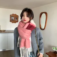 Women's Elegant Modern Style Color Block Mohair Tassel Scarf main image 2