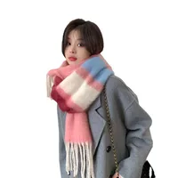 Women's Elegant Modern Style Color Block Mohair Tassel Scarf main image 4