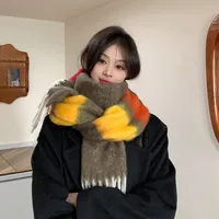 Women's Elegant Modern Style Color Block Mohair Tassel Scarf main image 5