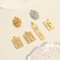 Hip-hop Simple Style Cross Copper Plating Inlay Zircon 18k Gold Plated Charms main image 9