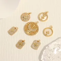 Hip-hop Simple Style Cross Copper Plating Inlay Zircon 18k Gold Plated Charms main image 1