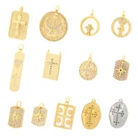 Hip-hop Simple Style Cross Copper Plating Inlay Zircon 18k Gold Plated Charms main image 8