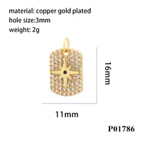 Hip-hop Simple Style Cross Copper Plating Inlay Zircon 18k Gold Plated Charms sku image 5