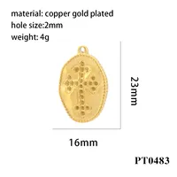Hip-hop Simple Style Cross Copper Plating Inlay Zircon 18k Gold Plated Charms sku image 3