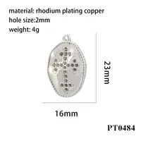 Hip-hop Simple Style Cross Copper Plating Inlay Zircon 18k Gold Plated Charms sku image 2