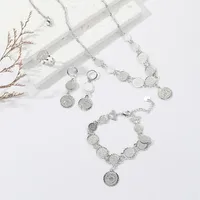 Simple Style Gold Coin Copper 18k Gold Plated Jewelry Set In Bulk main image 5