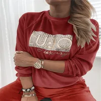 Women's Hoodies Sets Long Sleeve Sequins Printing Casual Solid Color main image 5