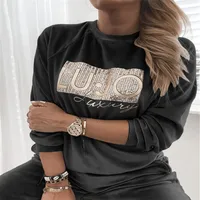 Women's Hoodies Sets Long Sleeve Sequins Printing Casual Solid Color main image 4