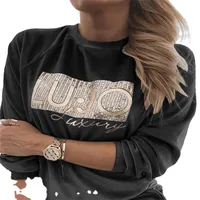 Women's Hoodies Sets Long Sleeve Sequins Printing Casual Solid Color main image 3