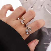 Simple Style Geometric Copper 18k Gold Plated Silver Plated Zircon Adjustable Ring In Bulk main image 4