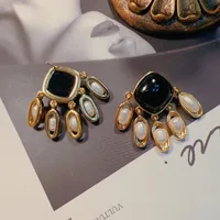 1 Pair Elegant Retro Geometric Alloy Tiger Eye Rhinestones Ear Studs sku image 22