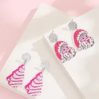 1 Pair Cute Christmas Tree Old Man's Head Arylic Drop Earrings main image 1